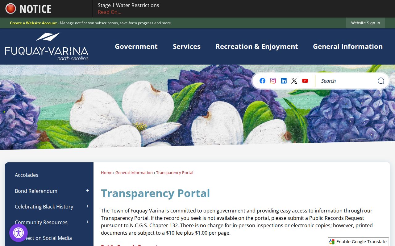 Fuquay-Varina people search through Town transparency records