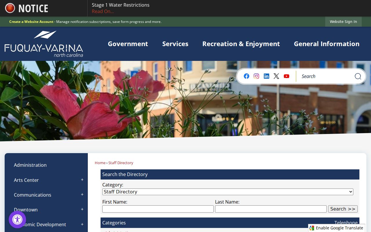 Fuquay-Varina people directories Town staff search